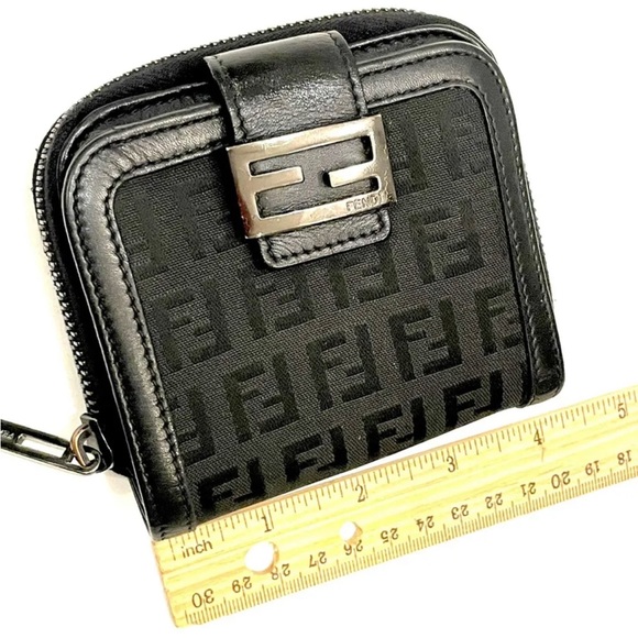 FENDI Zucchino Wallet FF Black MADE IN ITALY - Picture 3 of 8